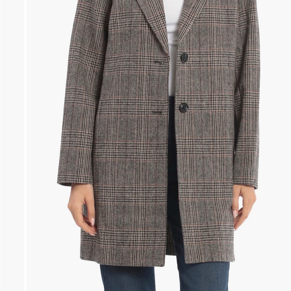 Avec Les Filles Plaid Blazer Coat - Gray and Black